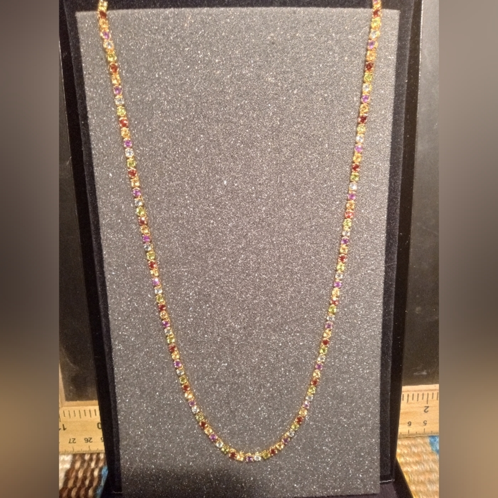Multi-Gem Inline Necklace - image 1